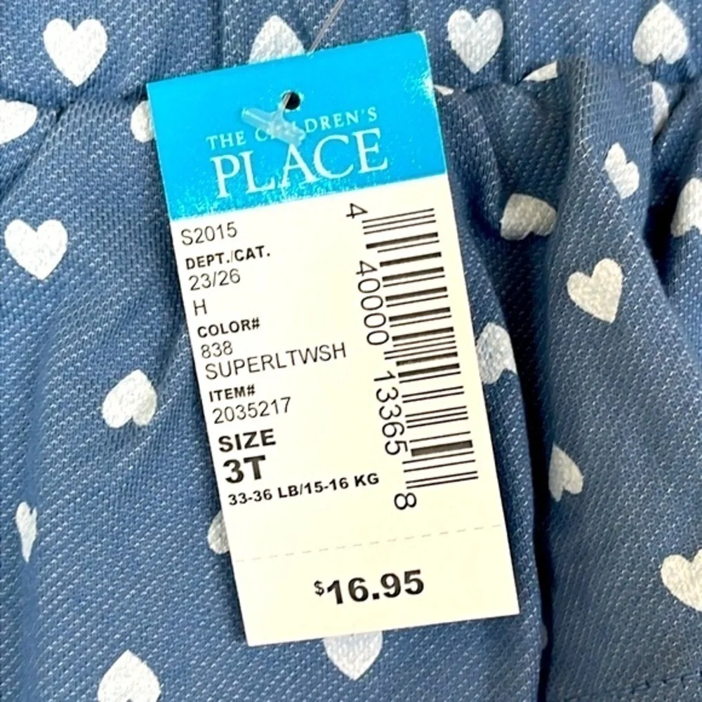 Brand New The Children’s Place Blue Tiered Ruffle Skirt White Heart Polka Dots